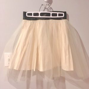 Free people Misile ivory tulle skirt with leather waist